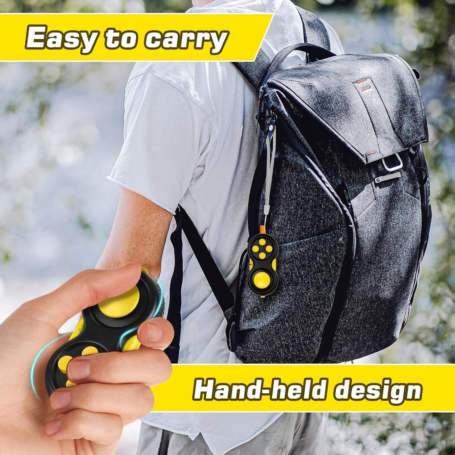 Original Fidget Toy Game, Rubberized Classical Controller Fidget Concentration Toy with 8-Fidget Functions and Lanyard - Excellent for Relieving Stress and Anxiety