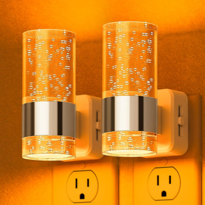 Briignite Night Lights Plug into Wall, Modern LED Night Light Plug in, Dusk to Dawn Sensor,Amber Night Light 0-100LM Adjustable Brightness, Dimmable NightLight for Hallway, Bedroom, Stairway, 2 Pack