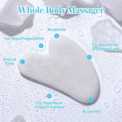 rosenice Gua Sha Facial Tools Guasha Tool Gua Sha Jade Stone Manual Massage Sticks for Jawline Sculpting and Puffiness Reducing for Face Body Tensions Reduce Festive Gifts