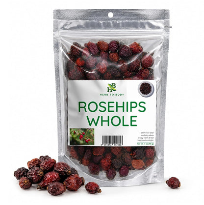 Herb To Body Rosehips Whole - Rosa Canina, Whole Dried Rosehips for Herbal Tea, Infusions & Culinary Preparations, Wildcrafted 4oz
