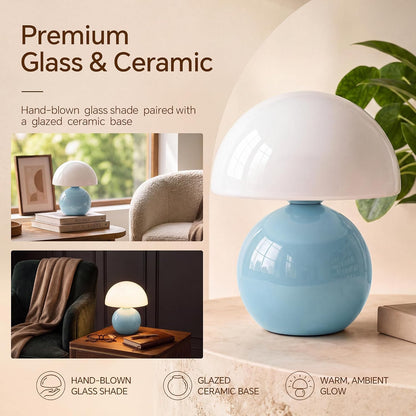 Dawnwake Mushroom Lamp Table Lamp for Bedroom-Small Desk Table Lamps,White