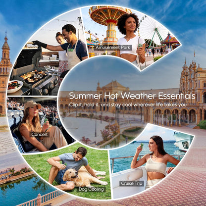 Portable Clip-On Mini Fan, Personal Handheld Fan for Stroller w/ LED Screen