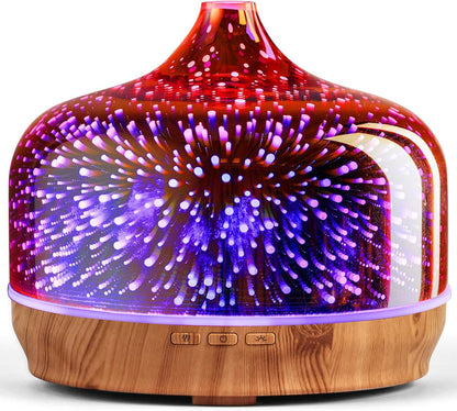 Porseme 500ml Glass Essential Oil Diffuser Aromatherapy Ultrasonic Cool Mist Humidifier 15-21 Running Hours Waterless Auto-Off Air Diffusers for Sleeping Yoga Working Spa(Light Blue)