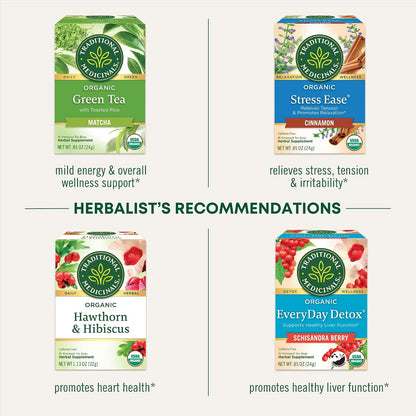Traditional Medicinals Organic, Hibiscus Tea - Supports Normal Heart Health & Cardiovascular Wellness - Kosher, Non-GMO, Caffeine-Free, Compostable - 16 Tea Bags