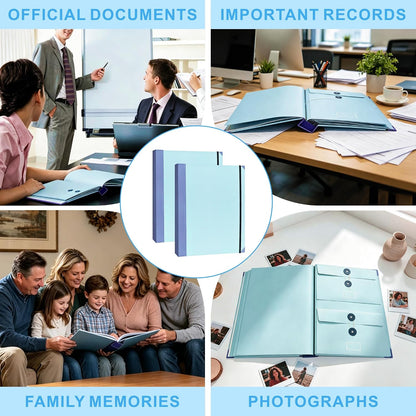2 Sets Important Document Organizer Binder,File Folder with Labels Blue