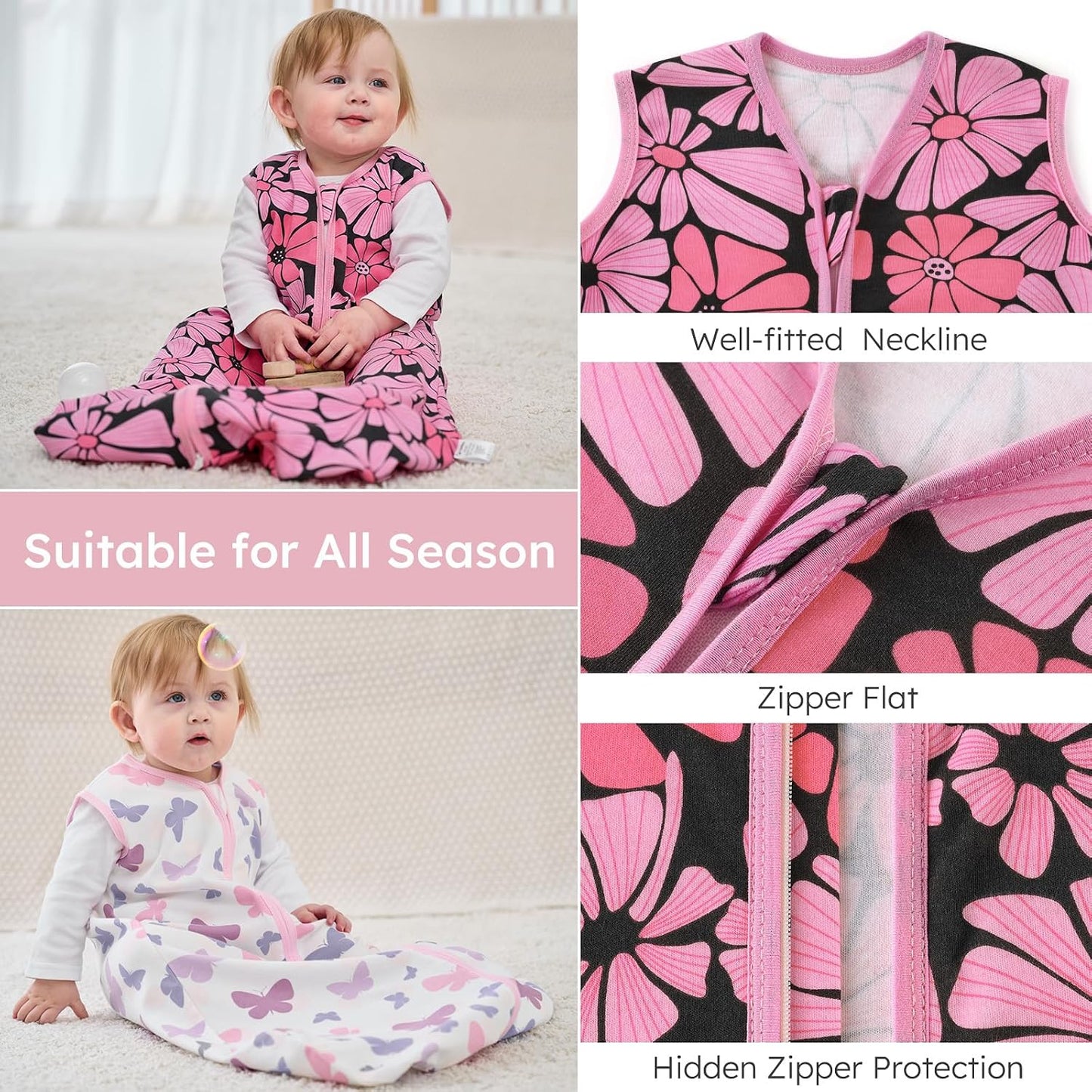 Yoofoss Baby Sleep Sack Baby Wearable Blanket 100% Cotton 2-Way Zipper Toddler Sleeping Sack