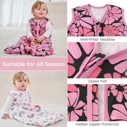 Yoofoss Baby Sleep Sack Baby Wearable Blanket 100% Cotton 2-Way Zipper Toddler Sleeping Sack