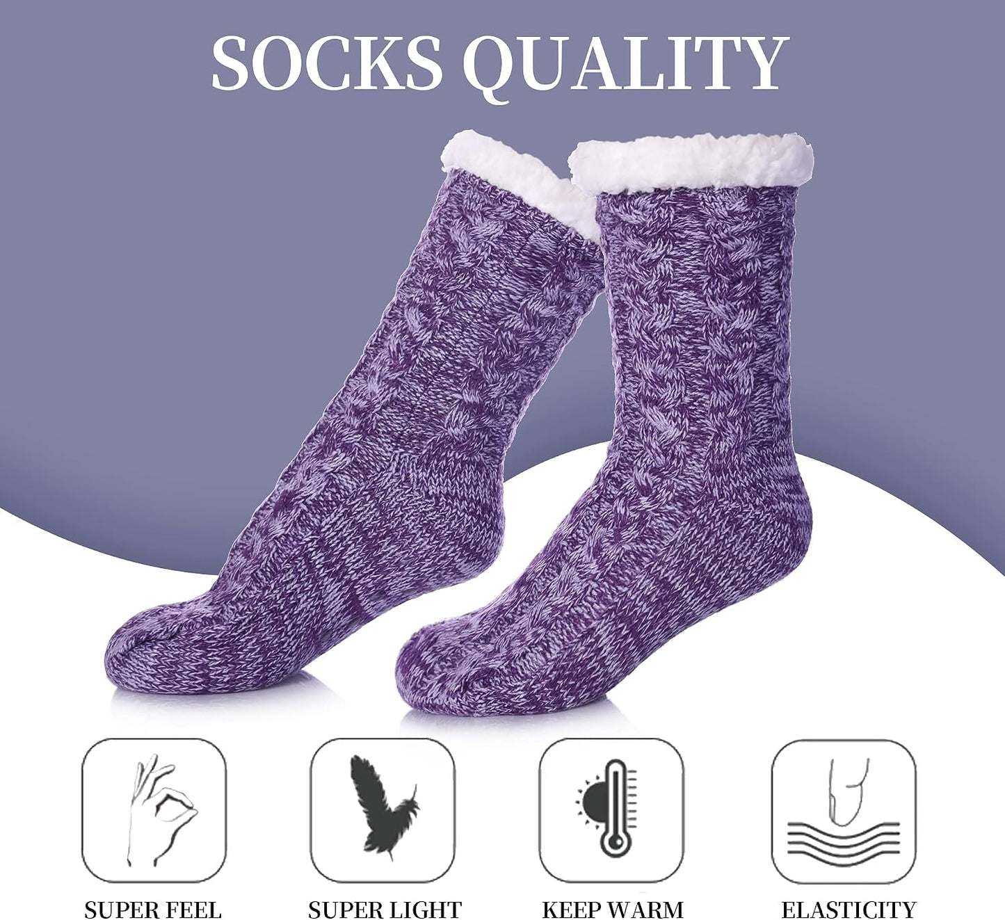 SDBING Women's Winter Super Soft Warm Cozy Fleece Lined Fuzzy Slipper Socks with Grippers