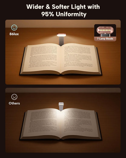 86lux Book Light, Rechargeable Reading Light for Book in Bed
