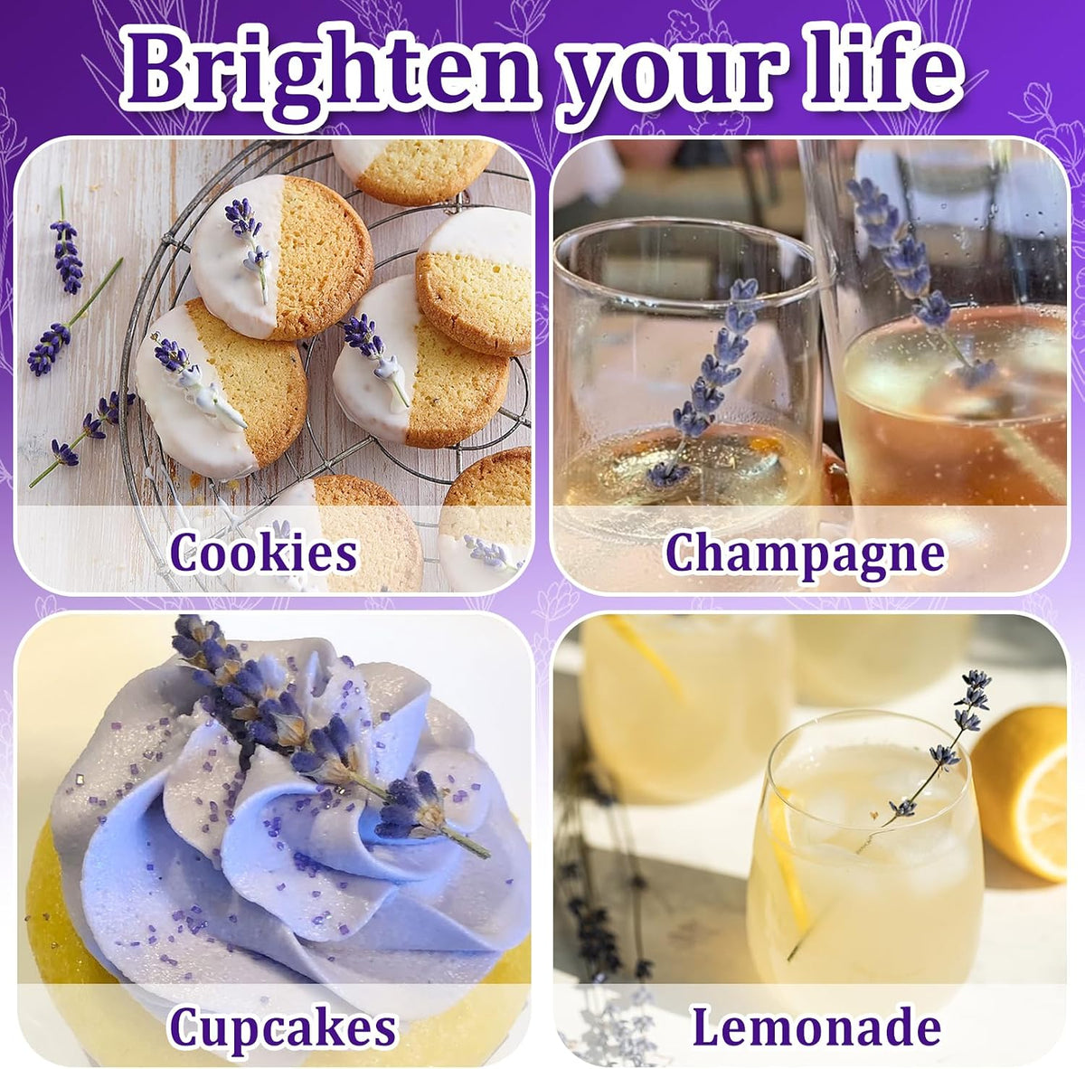 110+ Edible Dried Lavender Sprigs for Cake Decorating & Cocktail Garnish