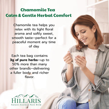 HILLARIS Chamomile Passionflower Herbal Tea, 30 Ct, 3g Each, Caffeine-Free