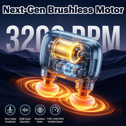 Pocket Massage Gun, Dual Heads Mini Muscle Massager with Brushless Motor, 3 Massage Heads, Portable Deep Tissue Massager for Travel, Gym, Gifts for Men Women Dad Mom