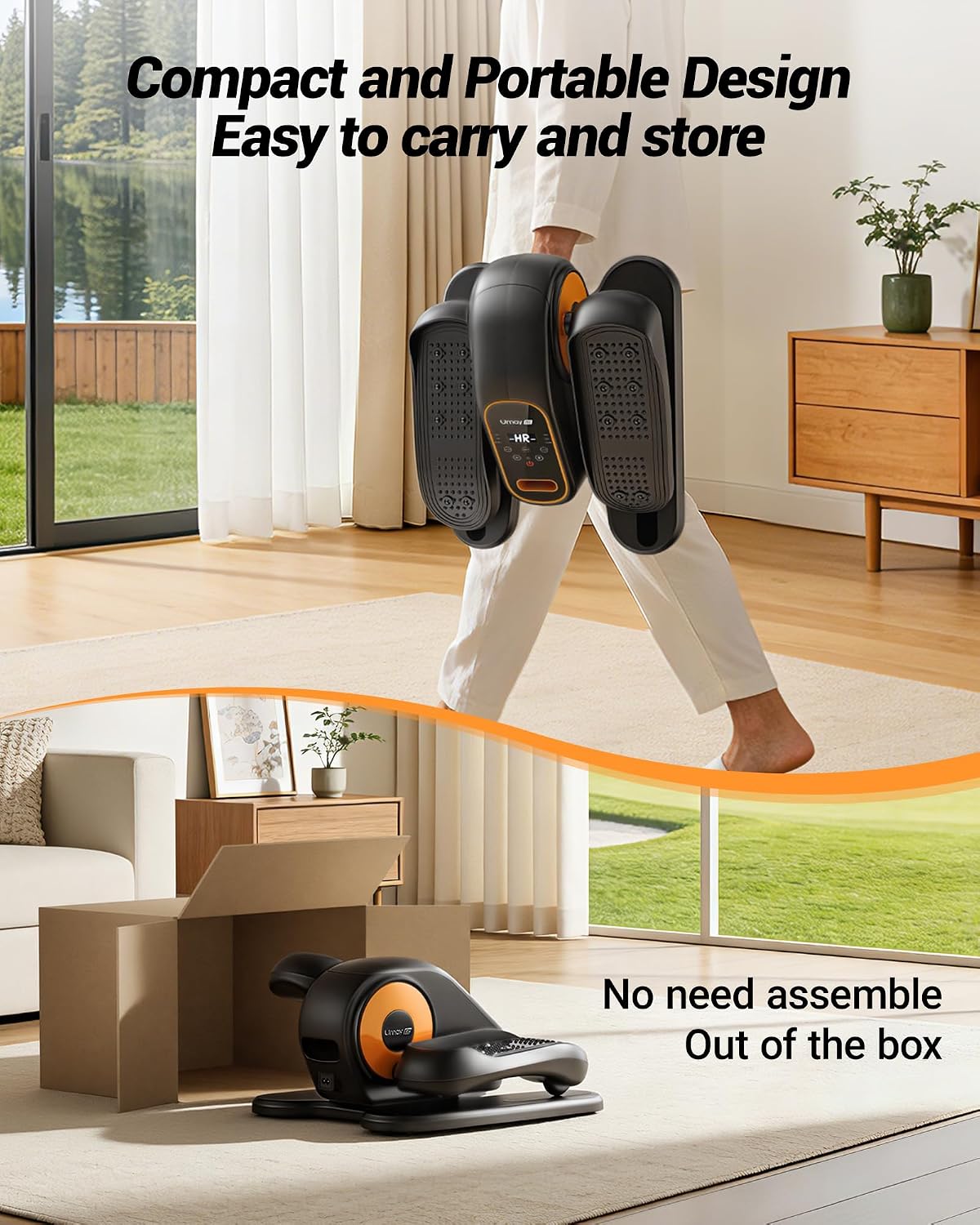 UMAY Under Desk Elliptical Eclipse Leg Exerciser Electric as seen on TV | Foot Pedal Peddler Seated Exercise Machine for Seniors 12 Level Speeds Manual Auto Mode with Remote for Home Office