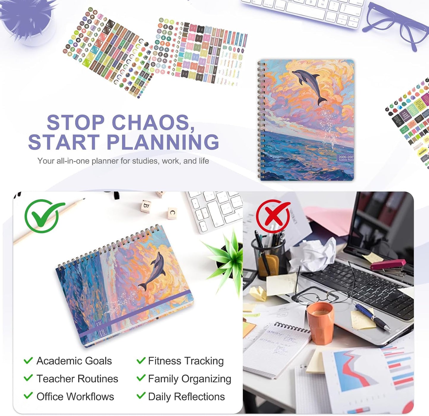 Planner 2026-2027, Weekly and Monthly Calendar Planner, JUL 2026 - JUN 2027 | Academic Year, Daily Agenda Book, A5(6.3'' x 8.5''), Sprial Bound, Inner Pocket, Office School Use