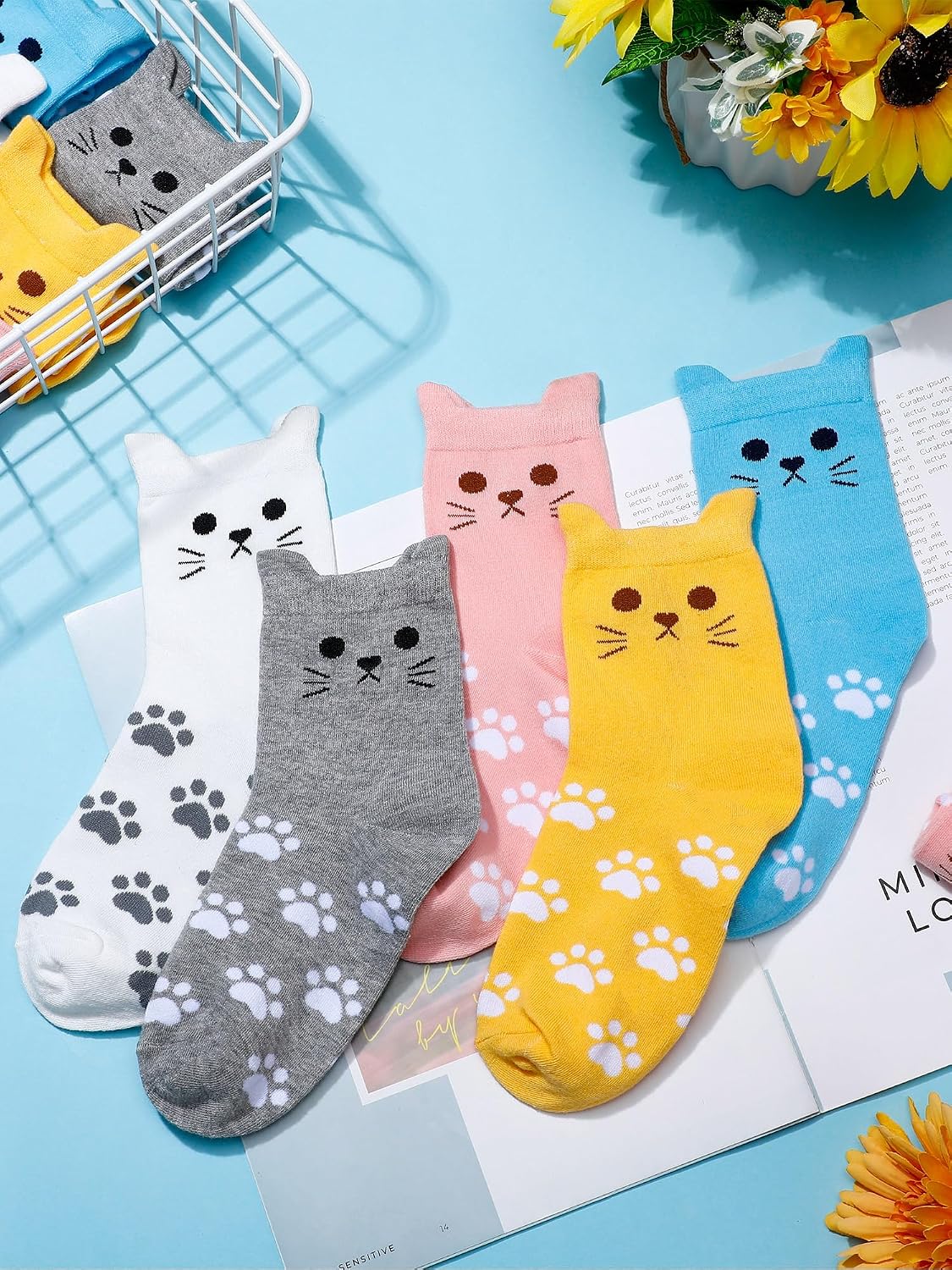 Eurzom 10 Pairs Socks Womens Crew Elastic Ankle Length Cotton Socks Aesthetic Cute Lightweight Low Cut Gifts for Women - Colors B