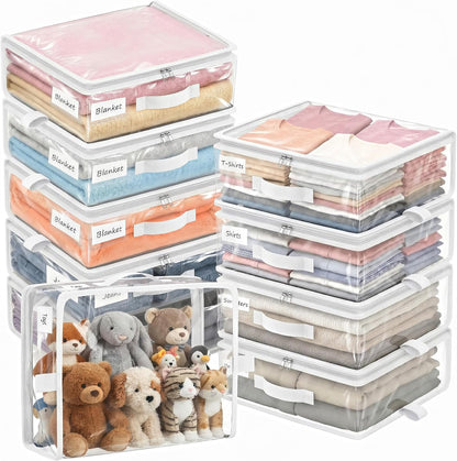 Clear Storage Bags with Zipper Handles, Sheet Organizers and Storage