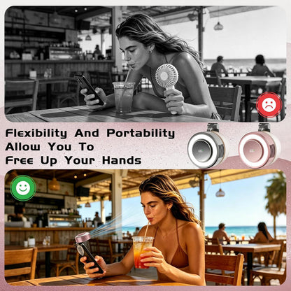 Portable Clip-On Fan, Mini USB Rechargeable 360° Rotatable Fan, Personal Fan 3-Speed Silent Mini Bladeless Fans (White)