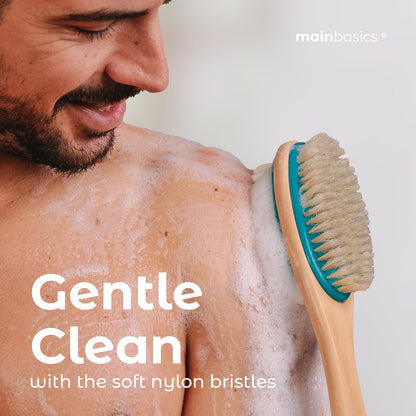 MainBasics Back Scrubber Shower Brush, Lavender, Long Handle
