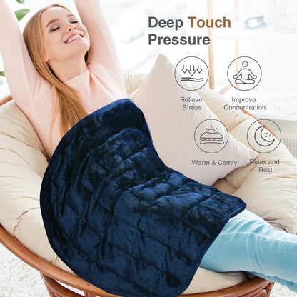 Alomidds Weighted Lap Blanket 7lbs, Cozy Breathable Flannel Weighted Lap Pad for Adults, Small Weighted Blanket for Travel, Couch, Green, 29" x 24"
