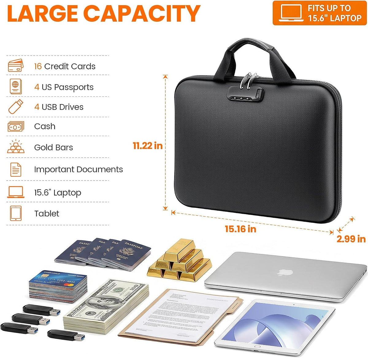 TILYMOL Fireproof Document Bag (5200℉) with Upgraded Heat Insulated Layers