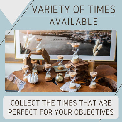 Sand Hourglass Timer - Glass Sand Clock Minutes - Modern Hourglass Watch with Wooden End Caps for Kids, Games, Classroom, Kitchen, Home or Office Decor (5 Minutes)