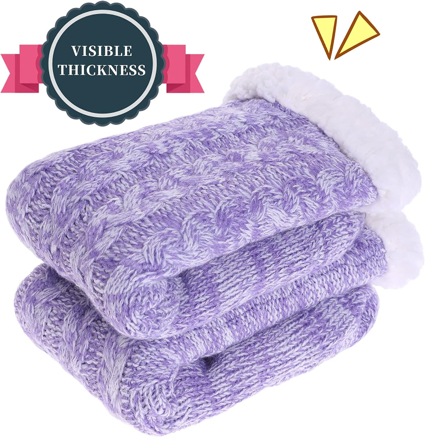 SDBING Women's Winter Super Soft Warm Cozy Fleece Lined Fuzzy Slipper Socks with Grippers