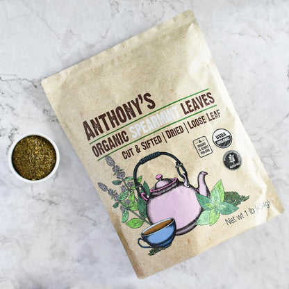 Anthony's Organic Dried Spearmint Leaves, 1 lb, Gluten Free, Non GMO, Cut and Sifted
