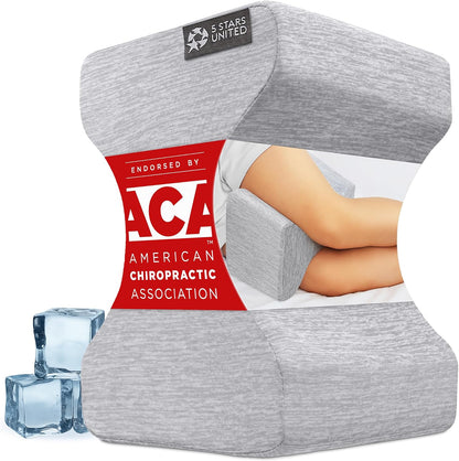 5 STARS UNITED Knee Pillow for Side Sleepers - Hip Pain Relief, Memory Foam Leg Cushion for Side Sleeping - Between Legs Pillow for Sciatica & Lower Back Pain, White