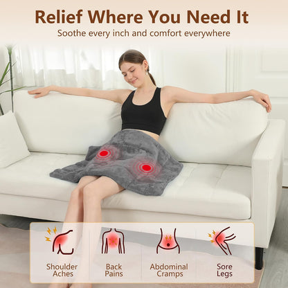 Electric Heating Pad HSA Eligible, Heated Pad for Back Neck Shoulder Pain Relif, Heating Pad for Period Cramps with 2H Auto Shut Off and 4 Heating Levels, 12"x24" Dark Grey