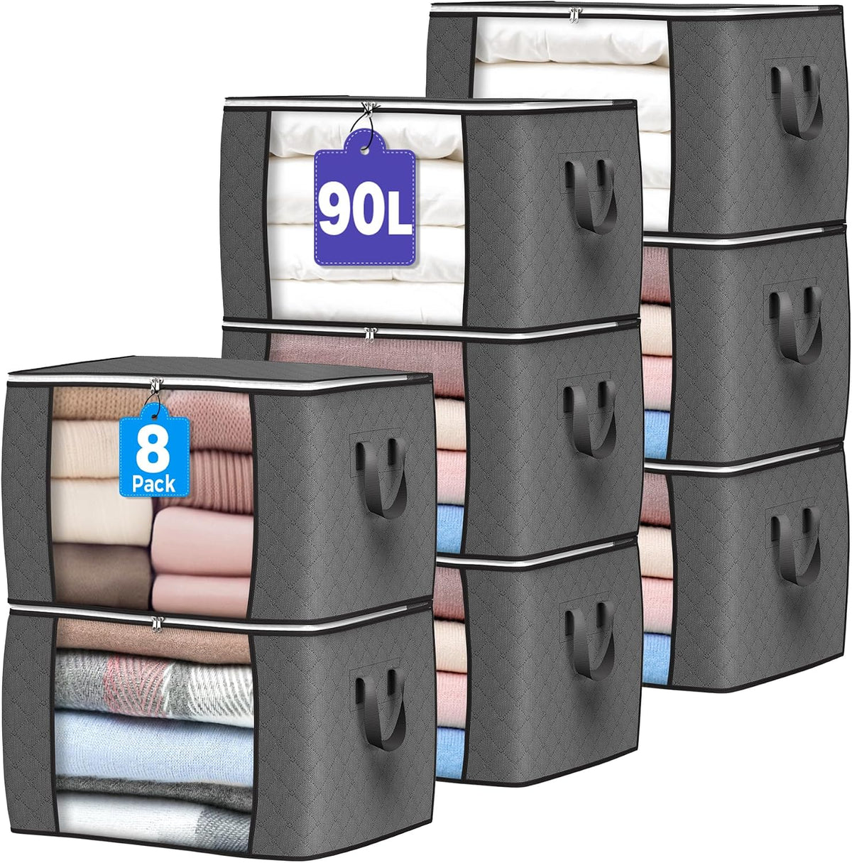 90L Large Storage Bags, Clothes Storage Bins Closet Organizers