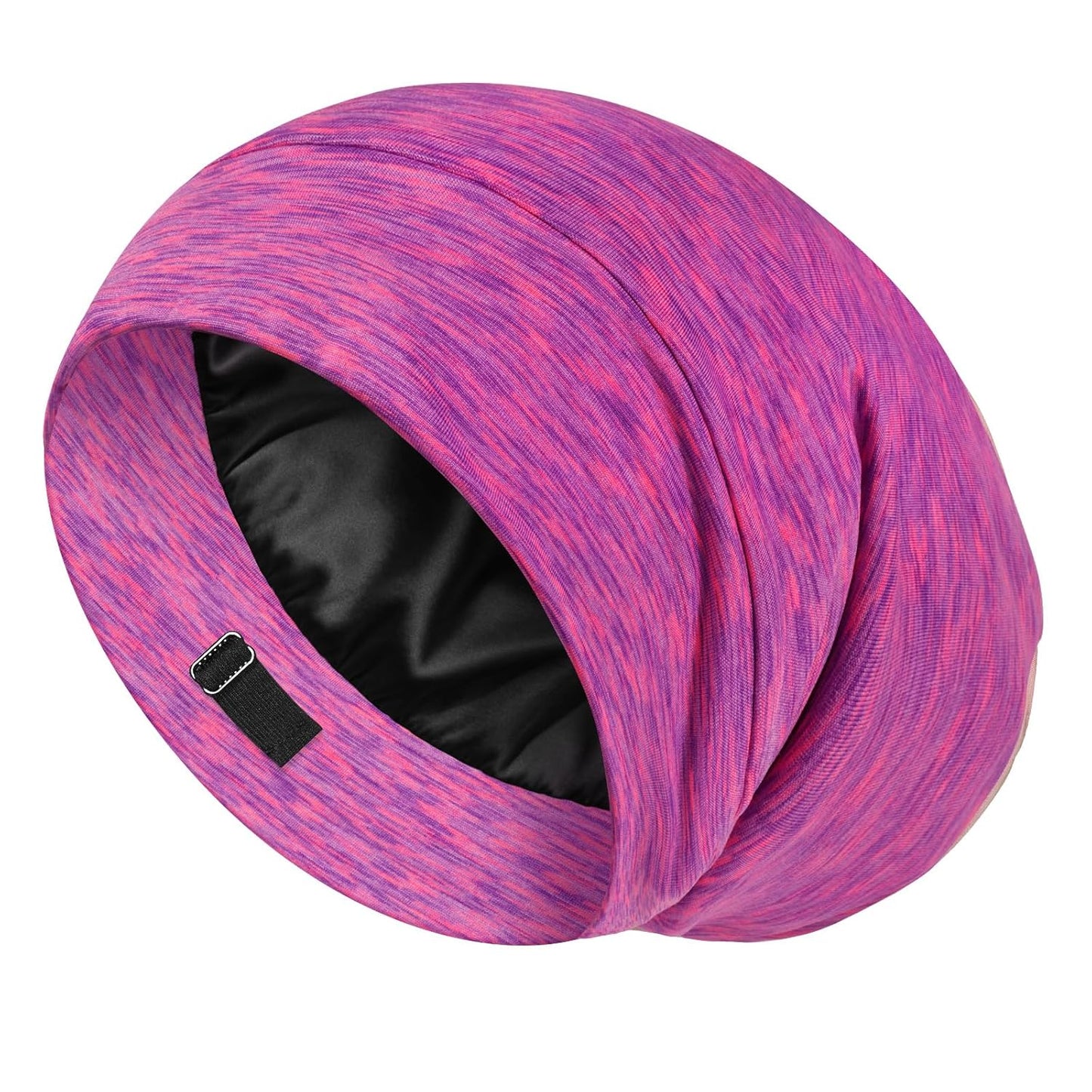 LULUSILK 100% Mulberry Silk Bonnet for Sleeping Women and Men, No More Frizzy Tangled Hair, Real Silk Sleep Cap for Curly Hair, Black, Pack of 1