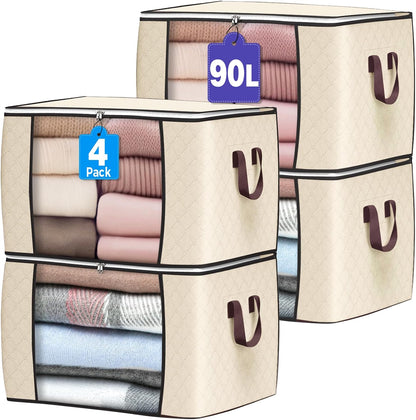 90L Large Storage Bags, Clothes Storage Bins Closet Organizers