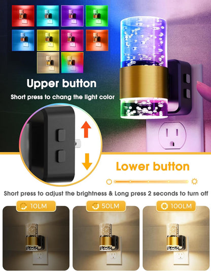 L LOHAS LED Night Lights Plug into wall, Amber Night Light with Adjustable Brightness, Plug in NightLight with Auto Light Sensor, Wall Sconce-Style Design Night Light for Bathroom,Hallway, 2 Pack