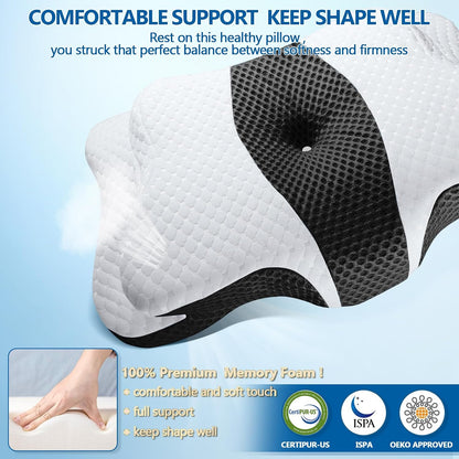 CHxxy Cervical Neck Pillow for Pain Relief Sleeping, Memory Foam Pillows