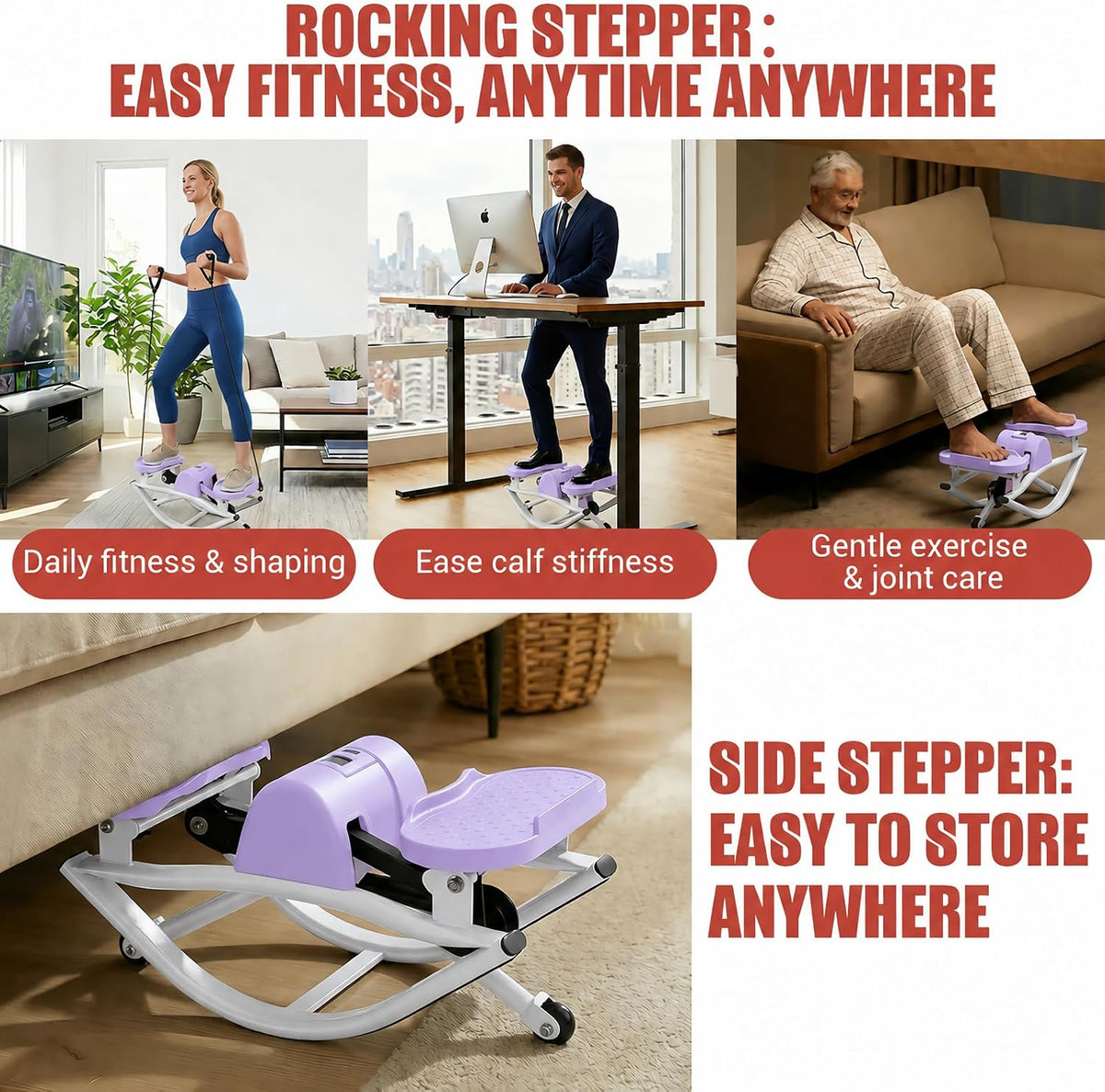Rock Stepper Side to Side, 300 LBS Capacity, Side Stepper Exercise at Home
