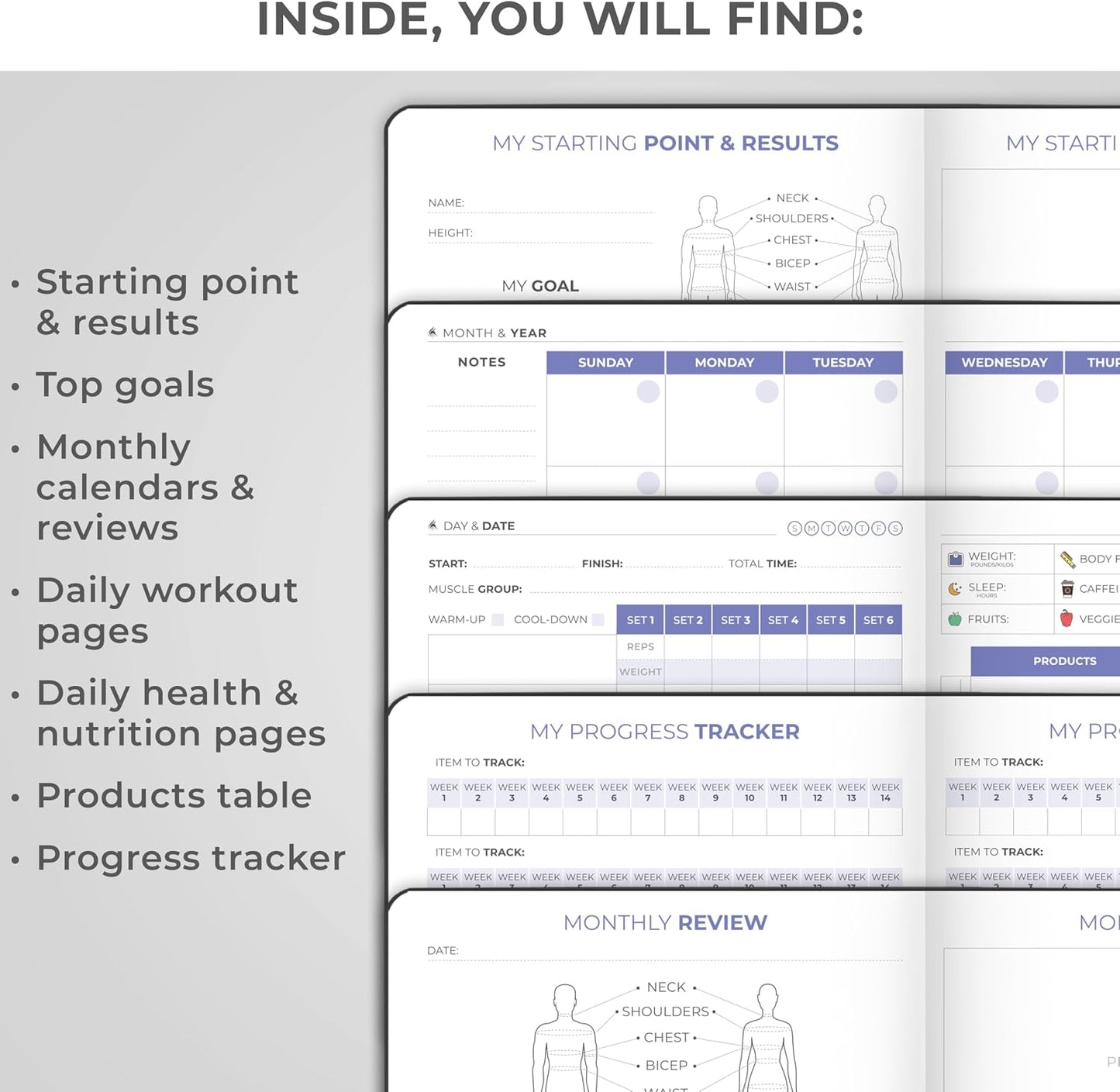 Clever Fox Fitness & Food Journal – Nutrition & Workout Planner for Women & Men – Diet & Gym Exercise Log Book with Calendars, Diet & Training Trackers - Undated, A5 Size, Hardcover (Forest Green)
