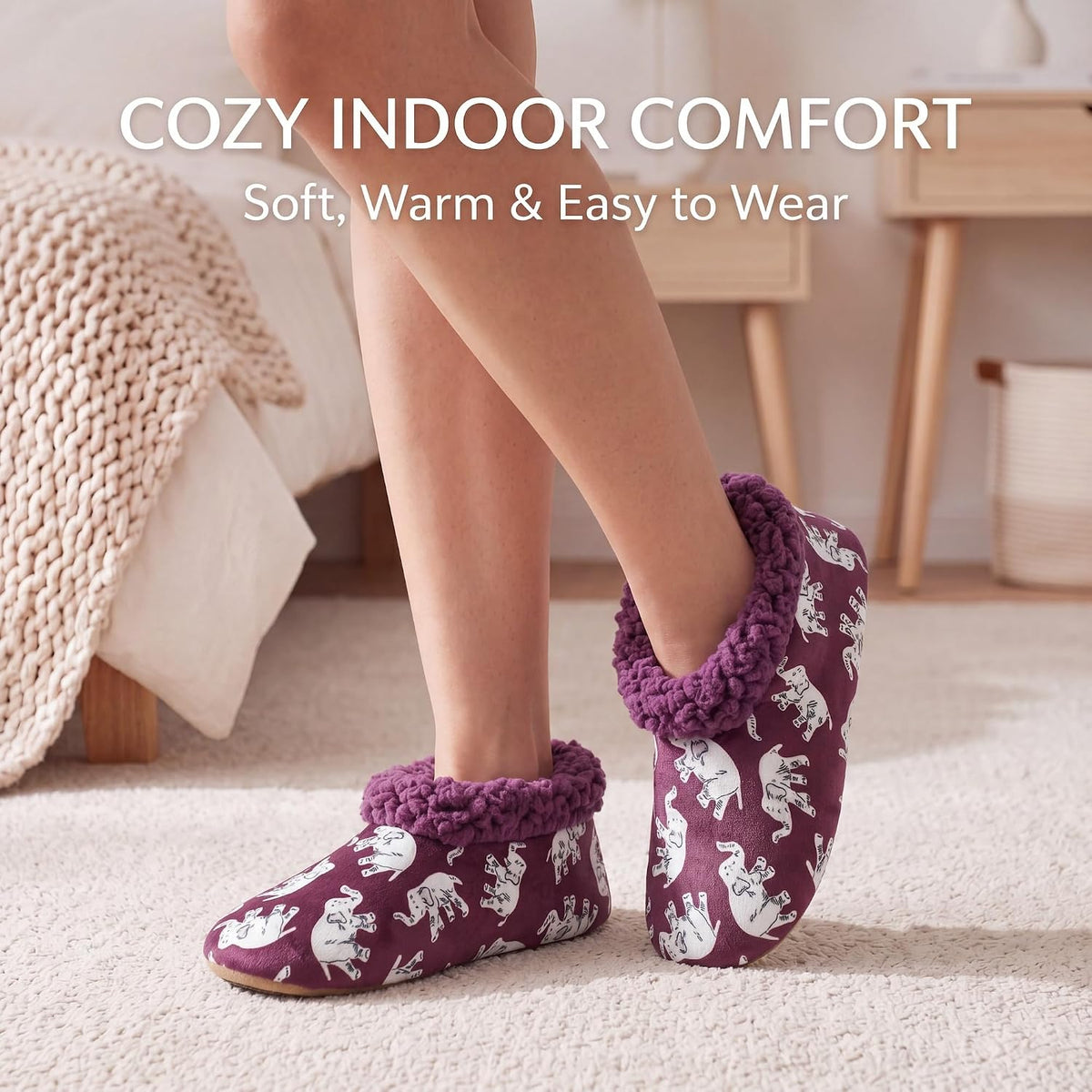Cozylook Fuzzy Slippers for Women Indoor Soft Sole Slipper Socks
