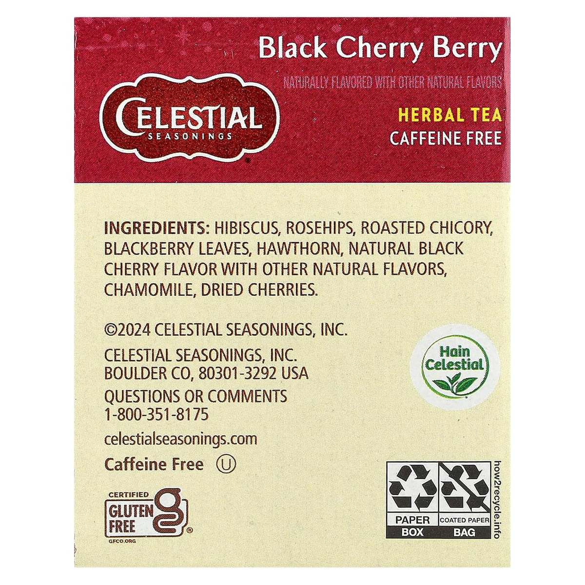 CELESTIAL SEASONINGS HERB TEA,BLK CHERRY BERRY, 20 BAG (pack of 3)
