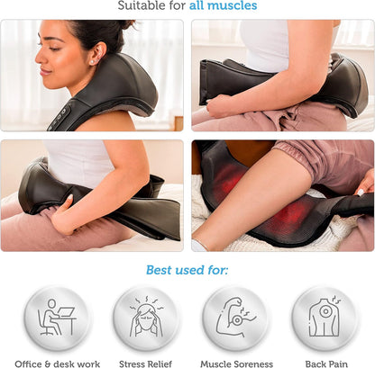 COMFIER Cordless Neck and Shoulder Massager with Heat, Wearable 4D Shiatsu Deep Tissue Kneading for Desk Workers and Drivers, Hands-Free Straps, FSA Eligible HSA Gift