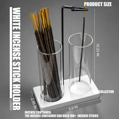 2 in 1 Incense Burner Holder for Sticks,Glass Incense Holder with Storage,Upside Down Incense Holder for Sticks with Glass Ash Catcher for Meditation Yoga Spa Room Home Decor[Full Black]
