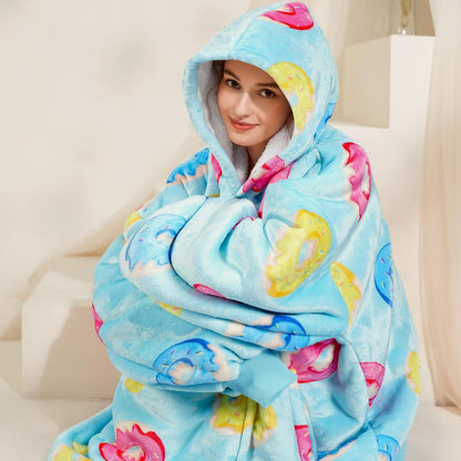 Narecte Cozy Oversized Blanket Hoodie Wearable Blanket Adults Soft Hooded Blanket Hoodie Birthday Gifts for Women Christmas - Colors B