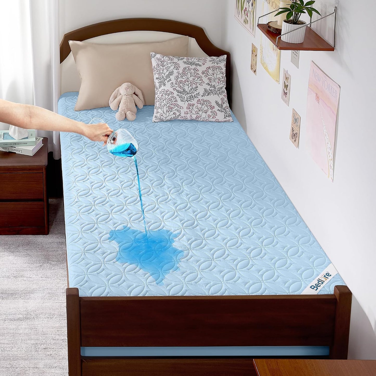 BEDLORE Waterproof Mattress Protector, King Size Mattress Pad with Deep Pocket 6"-18" Depth, Soft Noiseless Dirt-Proof Bed Mattress Cover Washable for Home, Bedroom, Hotel (Gray)