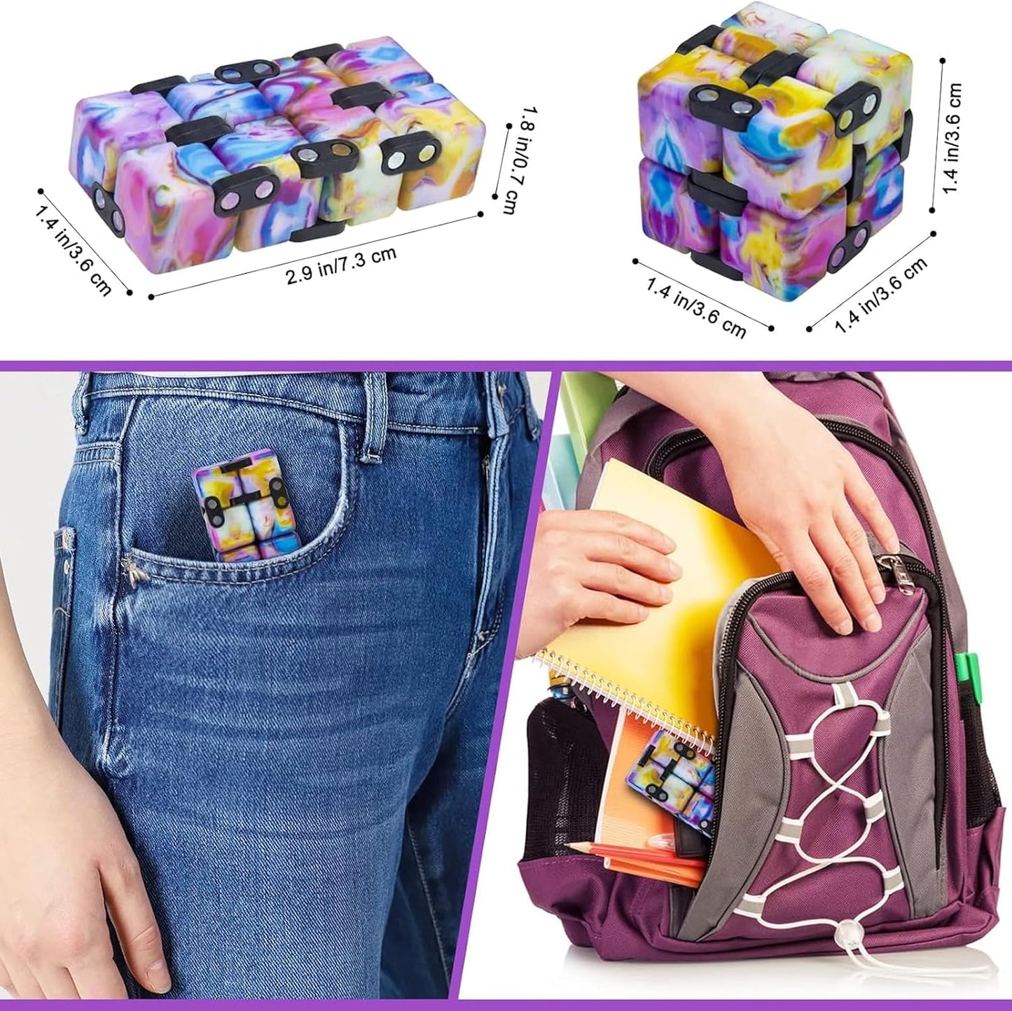 Infinity Cube Fidget Toy Stress Relieving Fidgeting Game for Kids and Adults,Cute Mini Unique Gadget for Anxiety Relief and Kill Time (Macaron Blue)