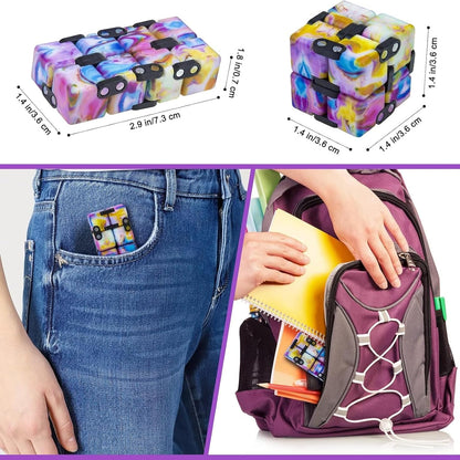 Infinity Cube Fidget Toy Stress Relieving Fidgeting Game for Kids and Adults,Cute Mini Unique Gadget for Anxiety Relief and Kill Time (Macaron Blue)