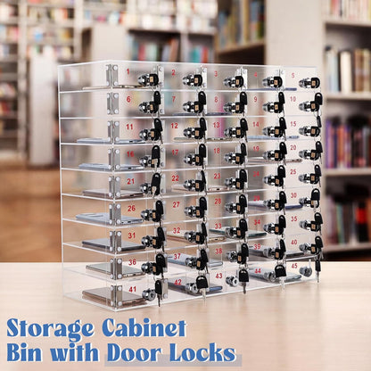 Layhit 20 Slots Cell Phone Locker Box for Classroom Clear Acrylic Cell Phone Storage Cabinet Bin with Door Locks for Classroom School Students Office Factory Employees