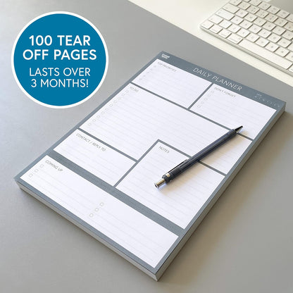 Daily Planner Desk Pad, Undated Tear Off To Do List Pad with Priorities and Notes, Thick 120gsm Paper, 100 Sheets, Small Desk Pad for Work Office, 5.6 x 8.3 Inches