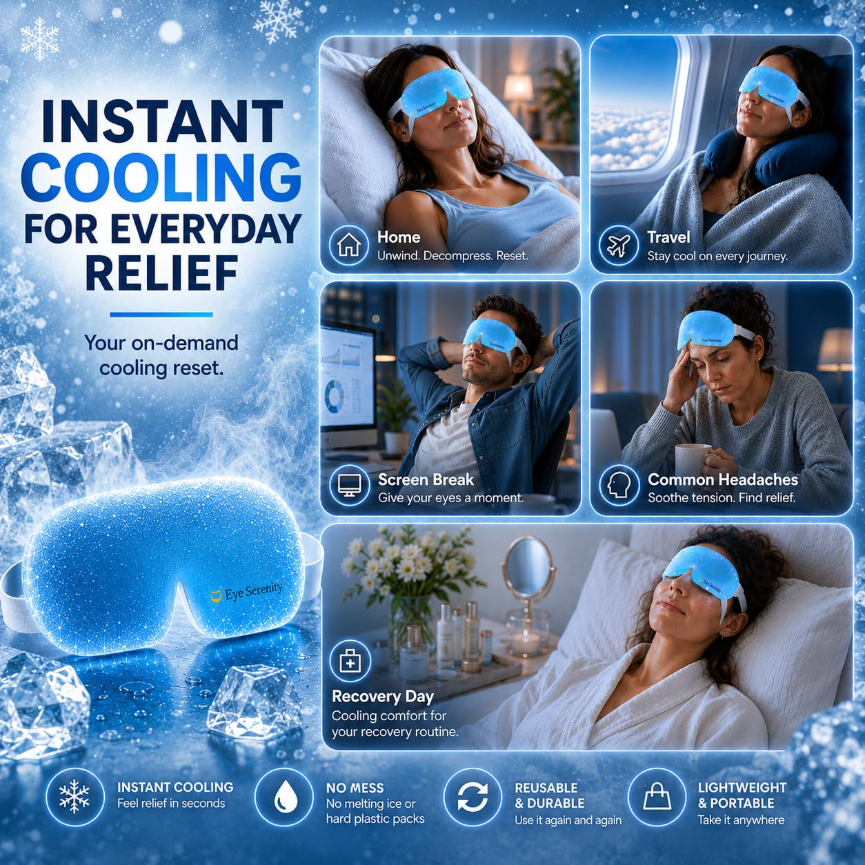 Eye Serenity Steam Eye Mask, Heated Eye Mask, Self Heating Warm Compress for Dry Eyes, Fast Relief for Stye, Puffy Sensitive Eyes, Moist Heat, Gift for Women and Men - Unscented