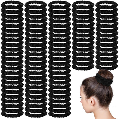 100 Pieces Silk Satin Scrunchies Bulk Thin Satin Scrunchies for Women Black Silk Hair Ties for Hair Small Scrunchy Elastic Bands Skinny Ponytail Holder Head Accessories Wrist Decor