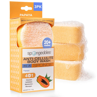 Spongeables Anti-Cellulite Body Wash in a Sponge, Moisturizer and Exfoliator, 20+ Washes