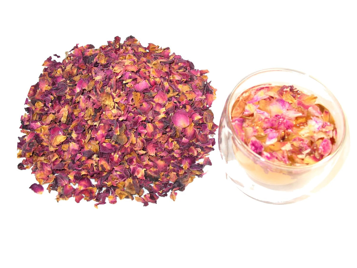 Greenhilltea Rose Petals Dried Flowers in Resealable Pouch, Edible Flowers for Herbal Tea, Rosewater, Baking, Decorating Desserts, 1 OZ bag